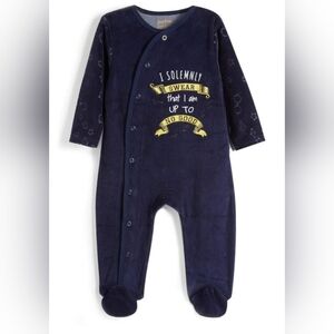 Harry Potter Infants Embroidered Navy Velour Sleeper